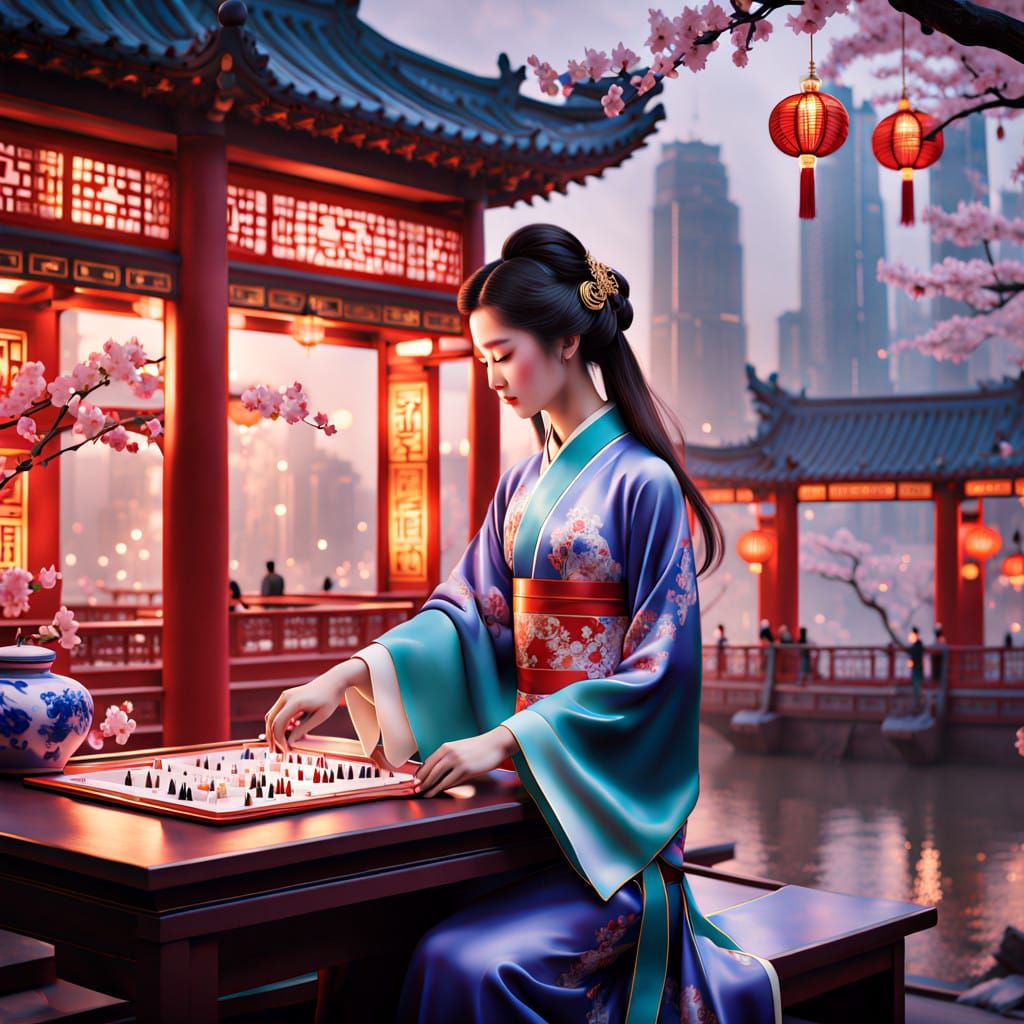 Elegant XianXia Beauties Gather Amidst Cherry Blossoms