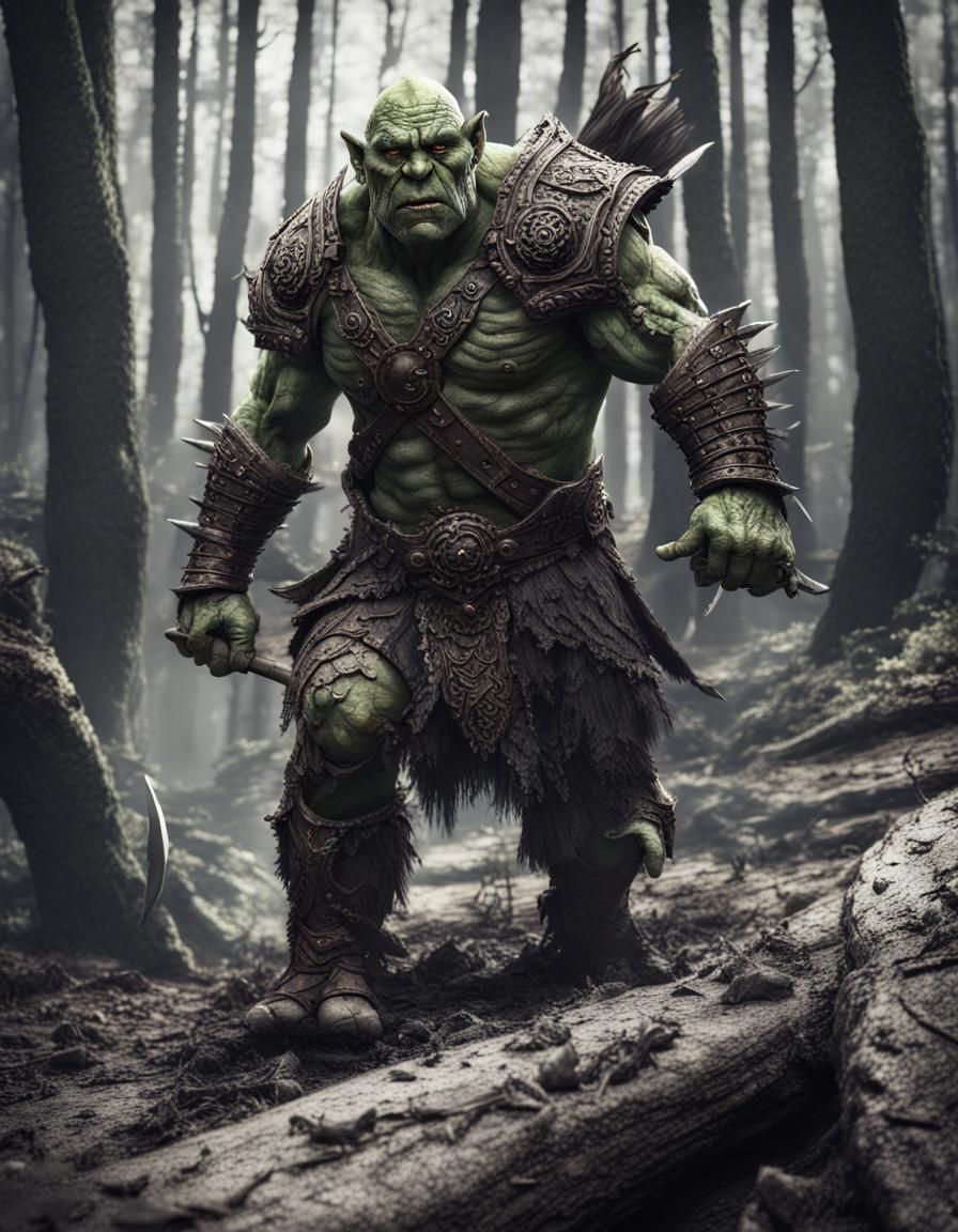 Epic Orc Warrior in a Dramatic Forest