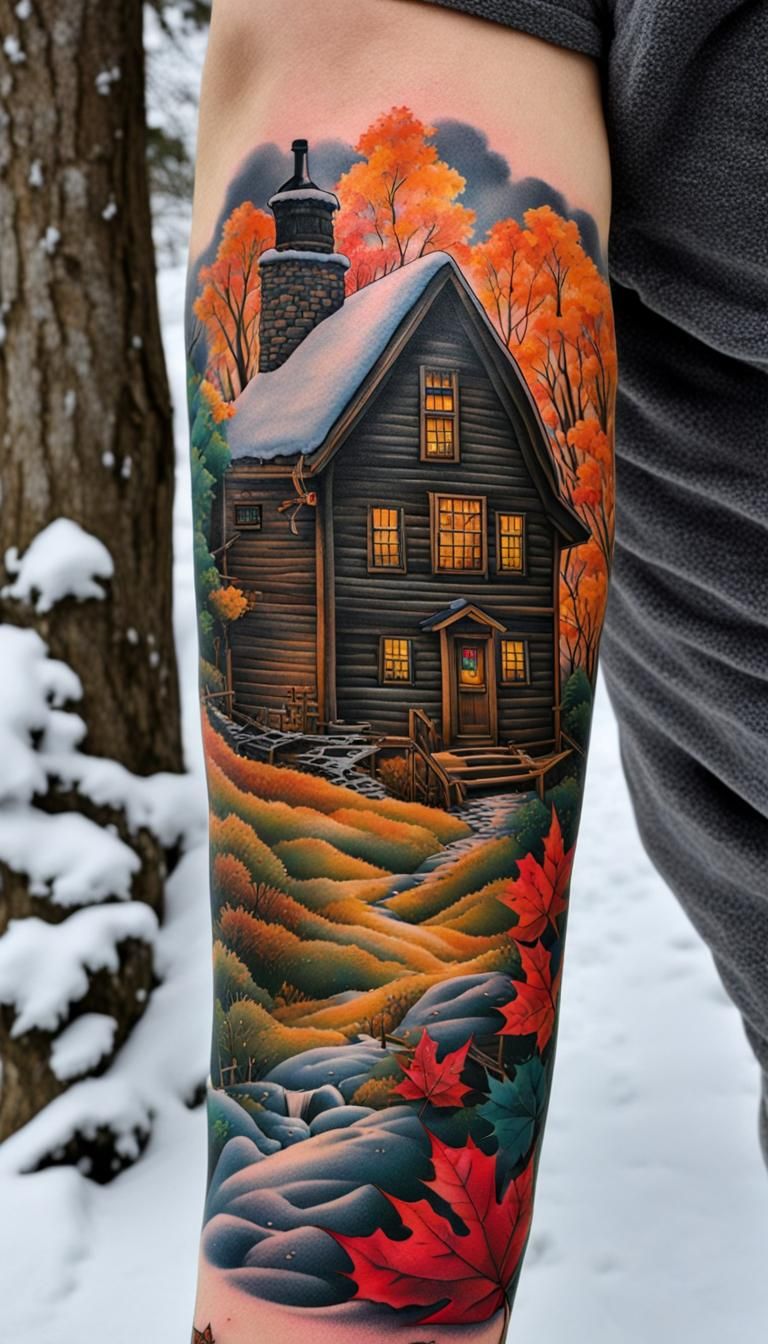 Vermont Maple Sugaring Tattoo Sleeve Design