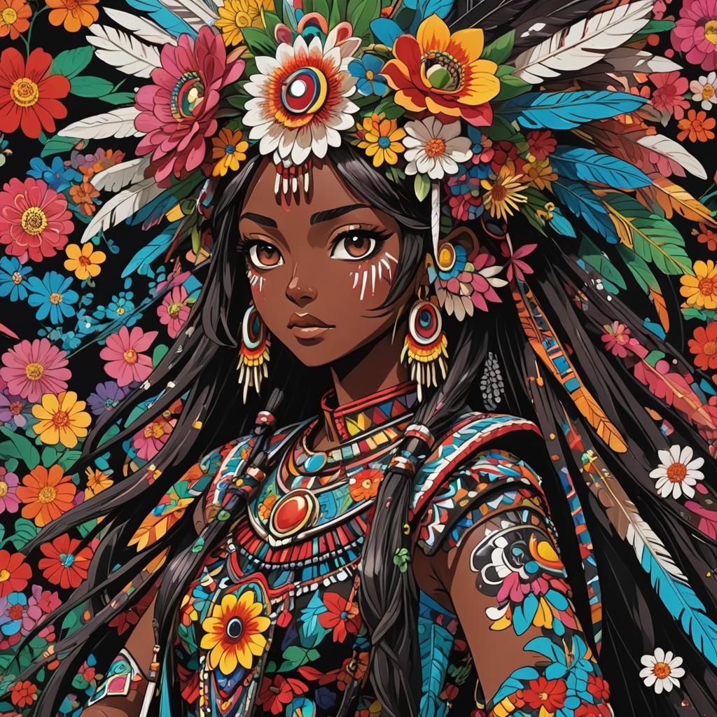 Aztec Girl in Anime Manga Splash Art