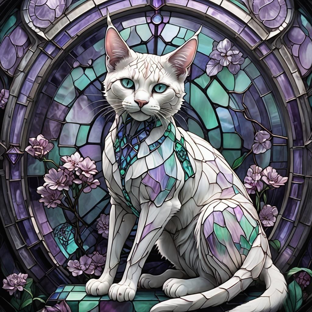 Biomechanical Caracal in Stained Glass Style