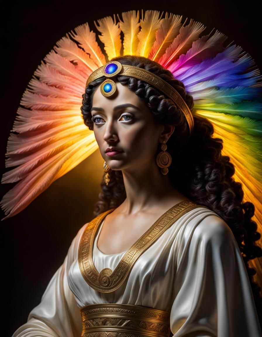 Goddess of Rainbows: Hyperrealistic Portrait in Greek Art St...