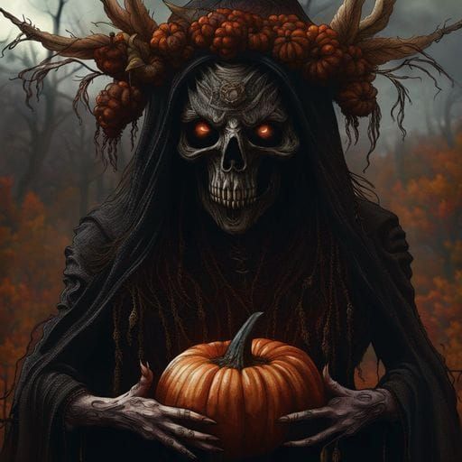 Creepy Samhain Figure in Witchcore Style