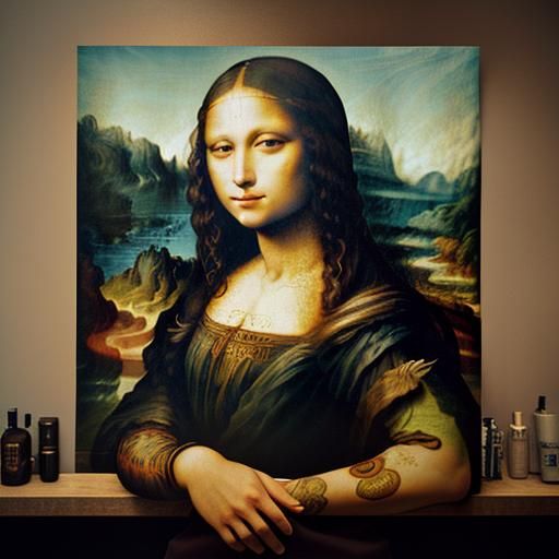 Da Vinci Tattoos Mona Lisa: Cinematic Film Still