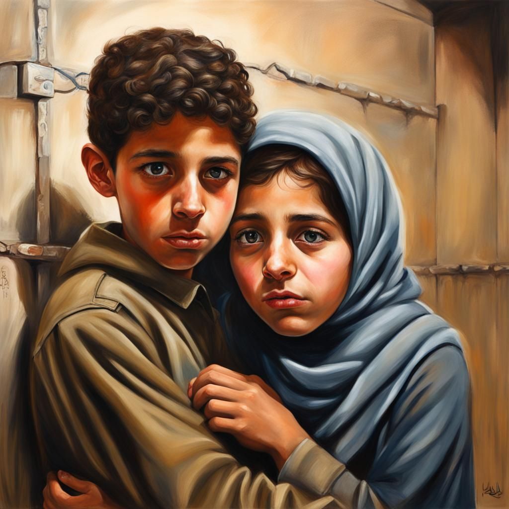 Terrified Children Seek Refuge in Bomb Shelter