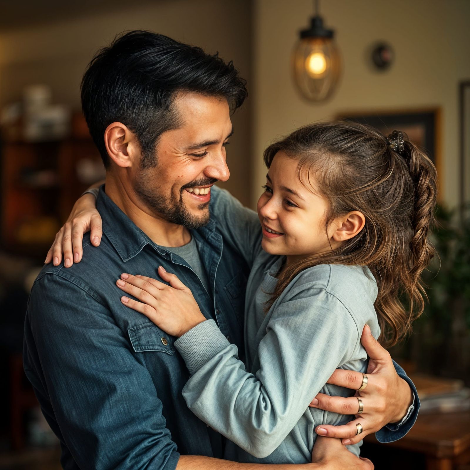 Touching Father Daughter Moment in Hyperrealism