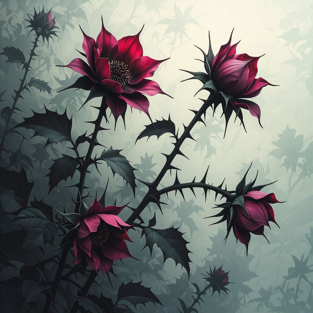 Decaying Flowers in Surreal Matte Painting Style