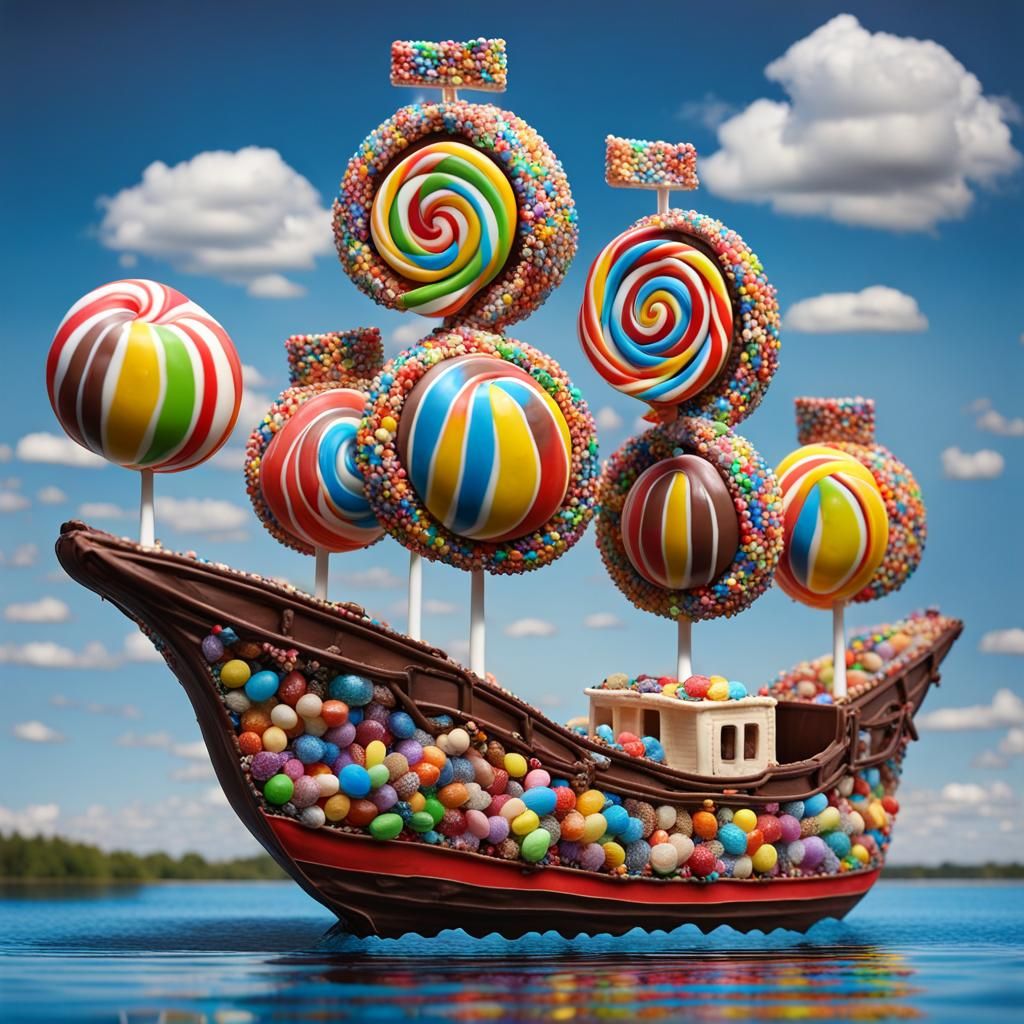 Candy Ship Floating Down Chocolate River