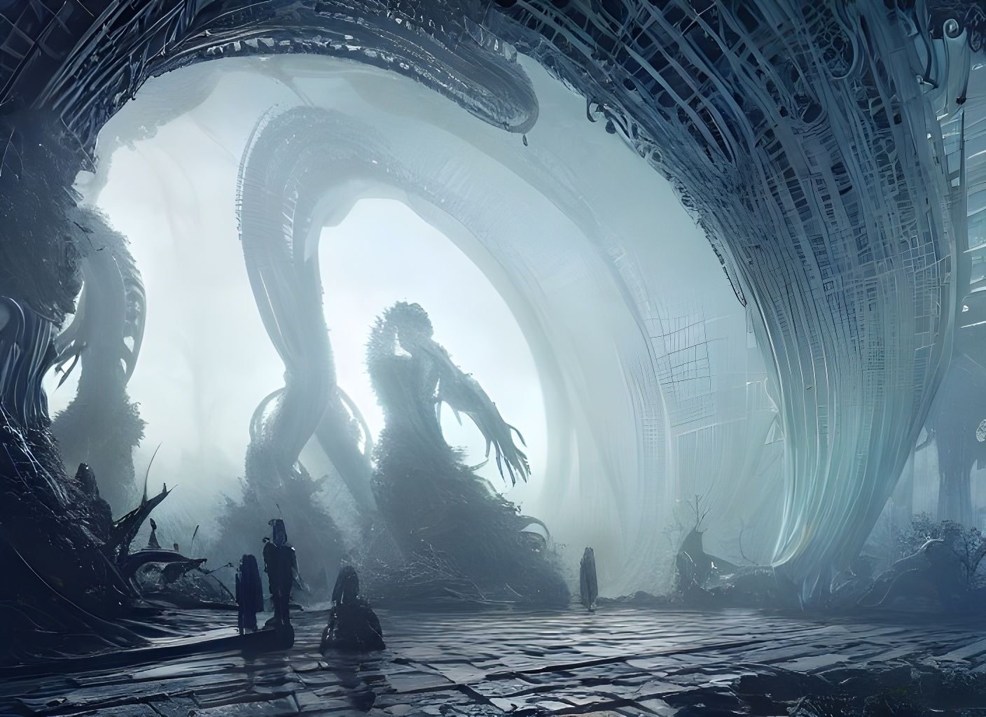 Futuristic Eldritch Garden Concept Art