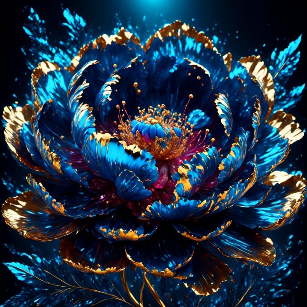 Exploding Glass Peony in Bioluminescent Bloom