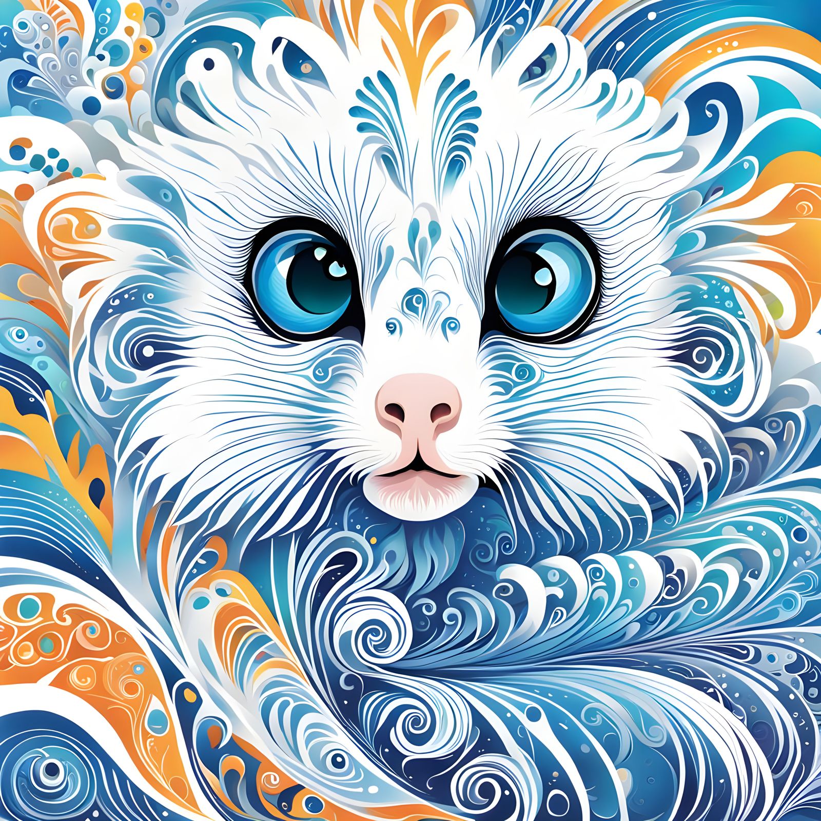 Vibrant Zentangle-Inspired Portrait of a Gentle Primate Enco...