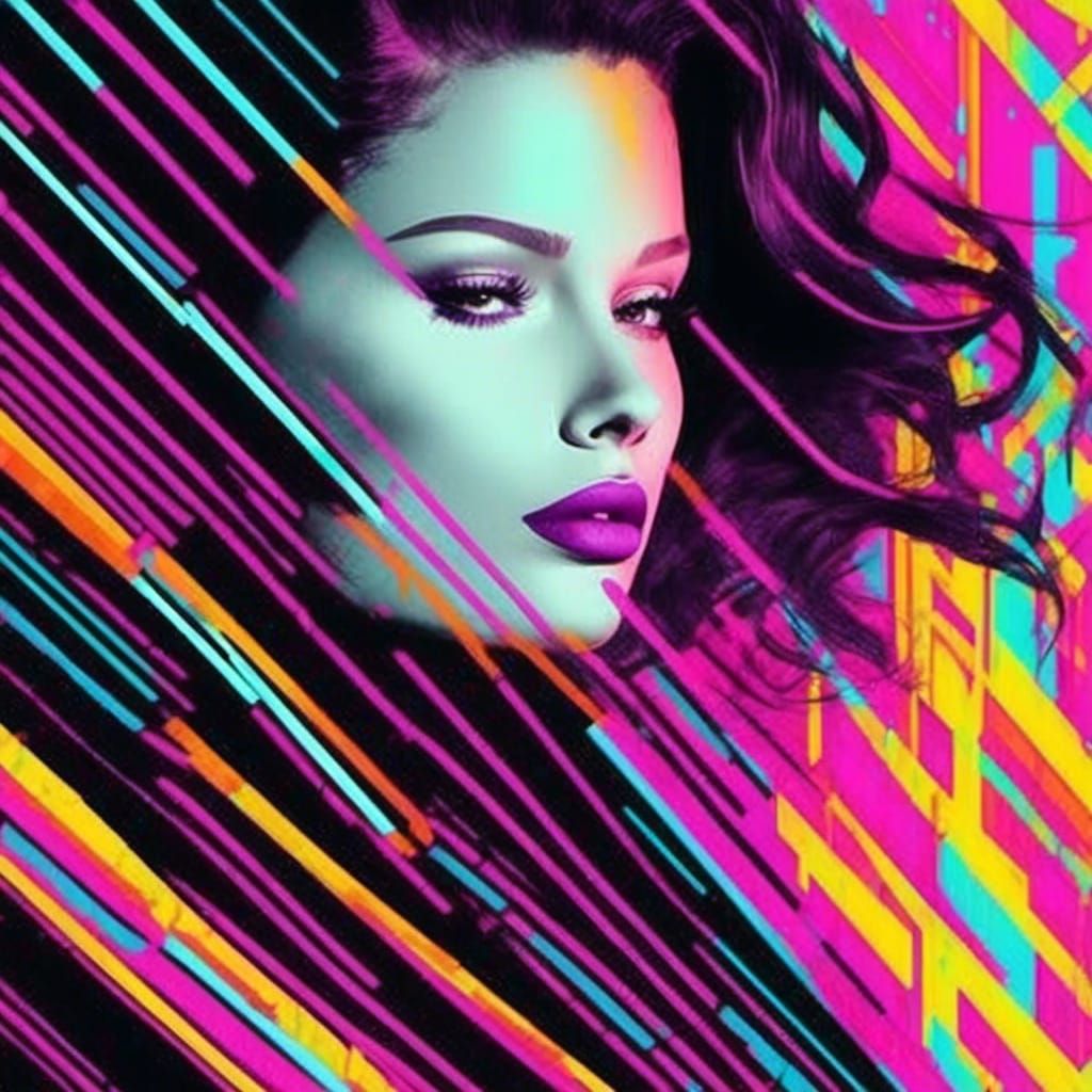 Pop Art Portrait in Screen Print Style