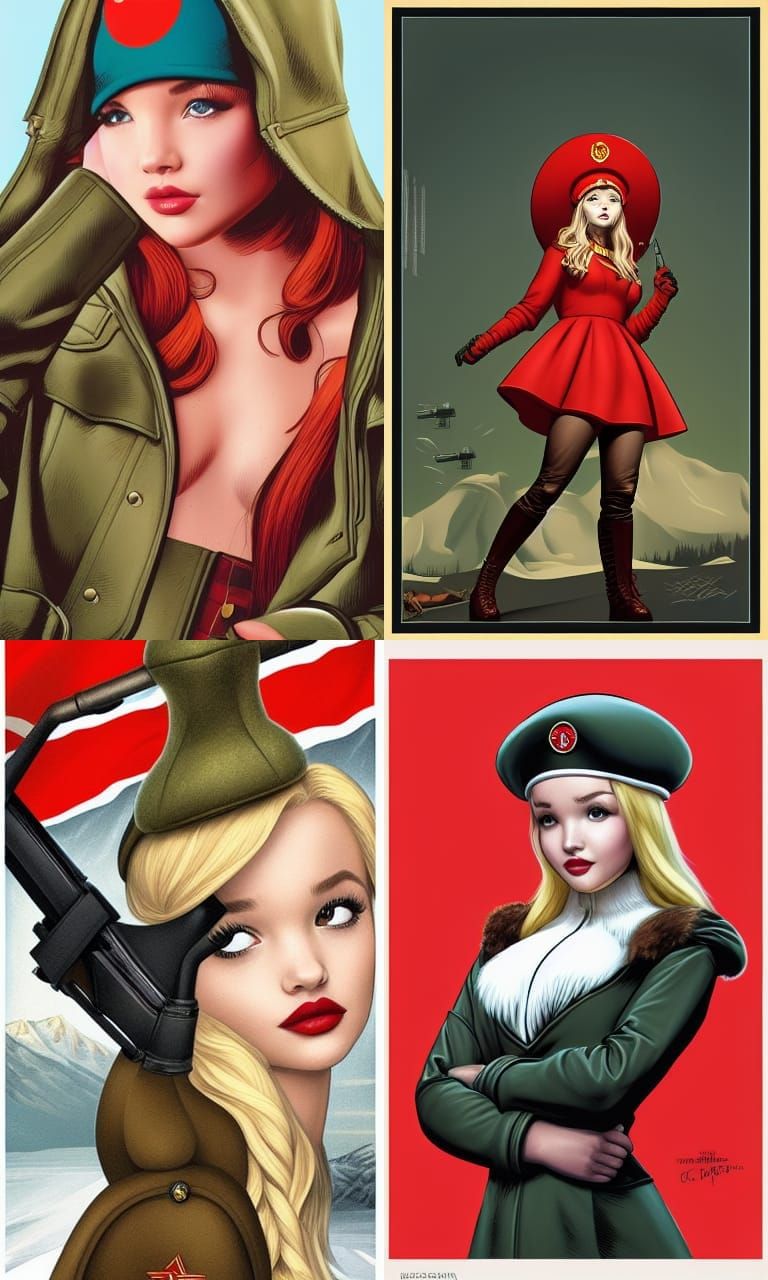 Soviet Soldier Ushanka in Comic Book Art Style
