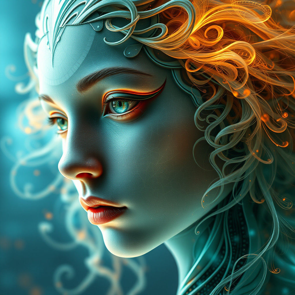 Ethereal Faces in Iridescent Light: A Surreal Portrait