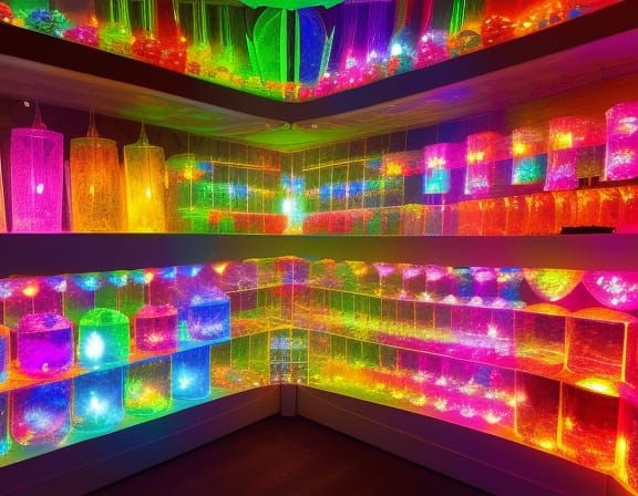 Colorful Glowing Crystal Shop