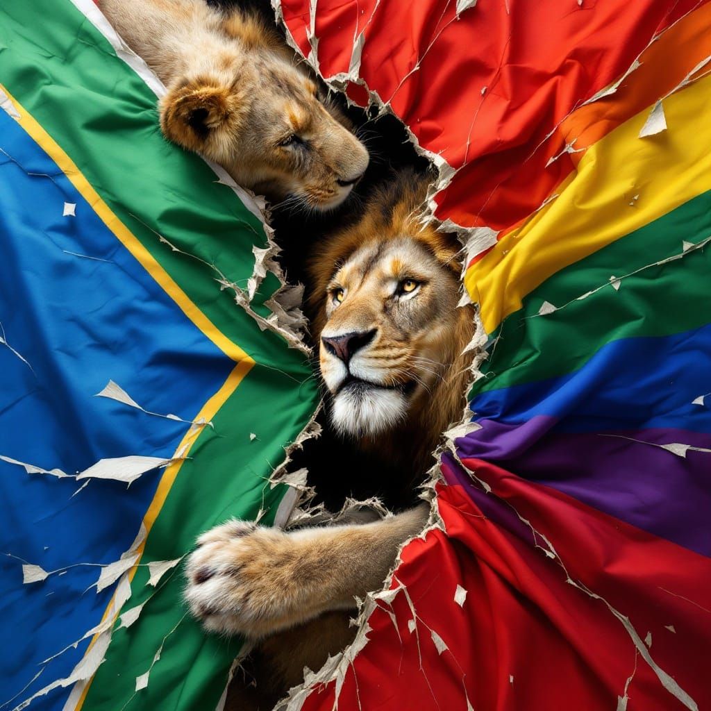 Lions Shred a Rainbow Flag with a Single Swipe
