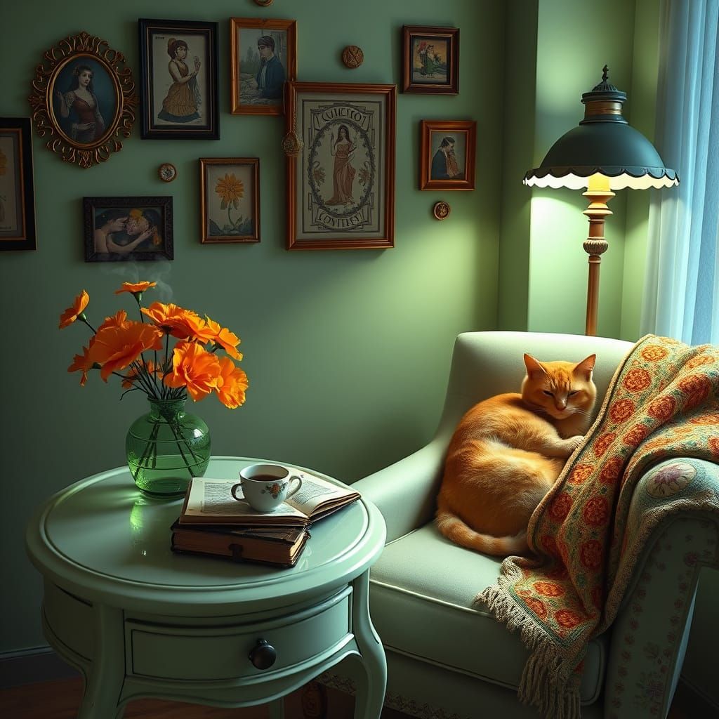 Whimsical Living Room Scene in Hyperdetailed Concept Art
