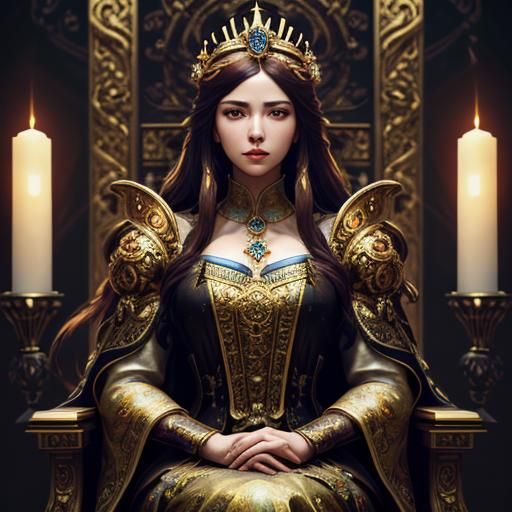 Regal Woman in Baroque Throne Room: Digital Art