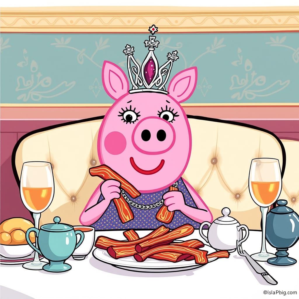 Fashionable Peppa Pig Devours Bacon in Whimsical, High-Fashi...