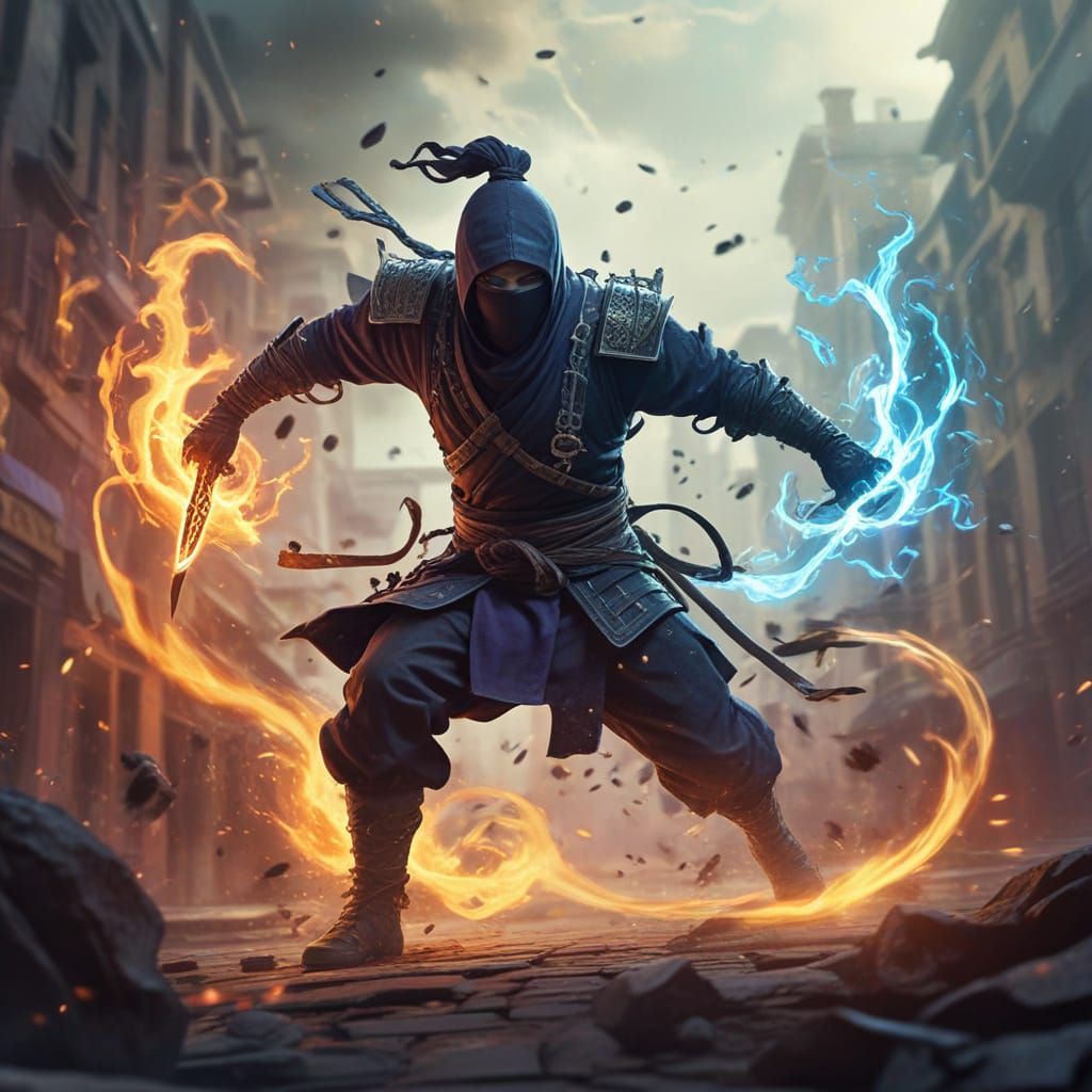 Ninja of Fire and Lightning: Dynamic Concept Art