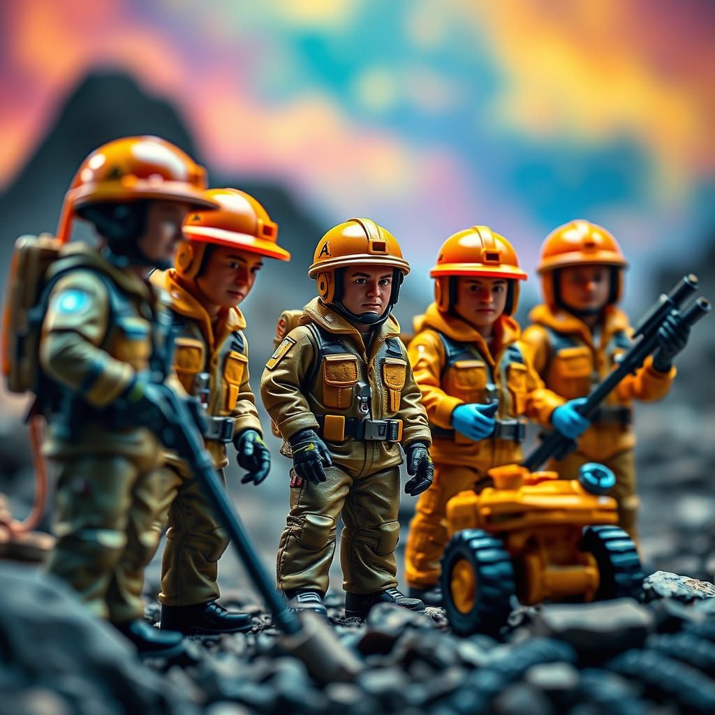 Geological Team Toy Playset in Hyperrealistic Style