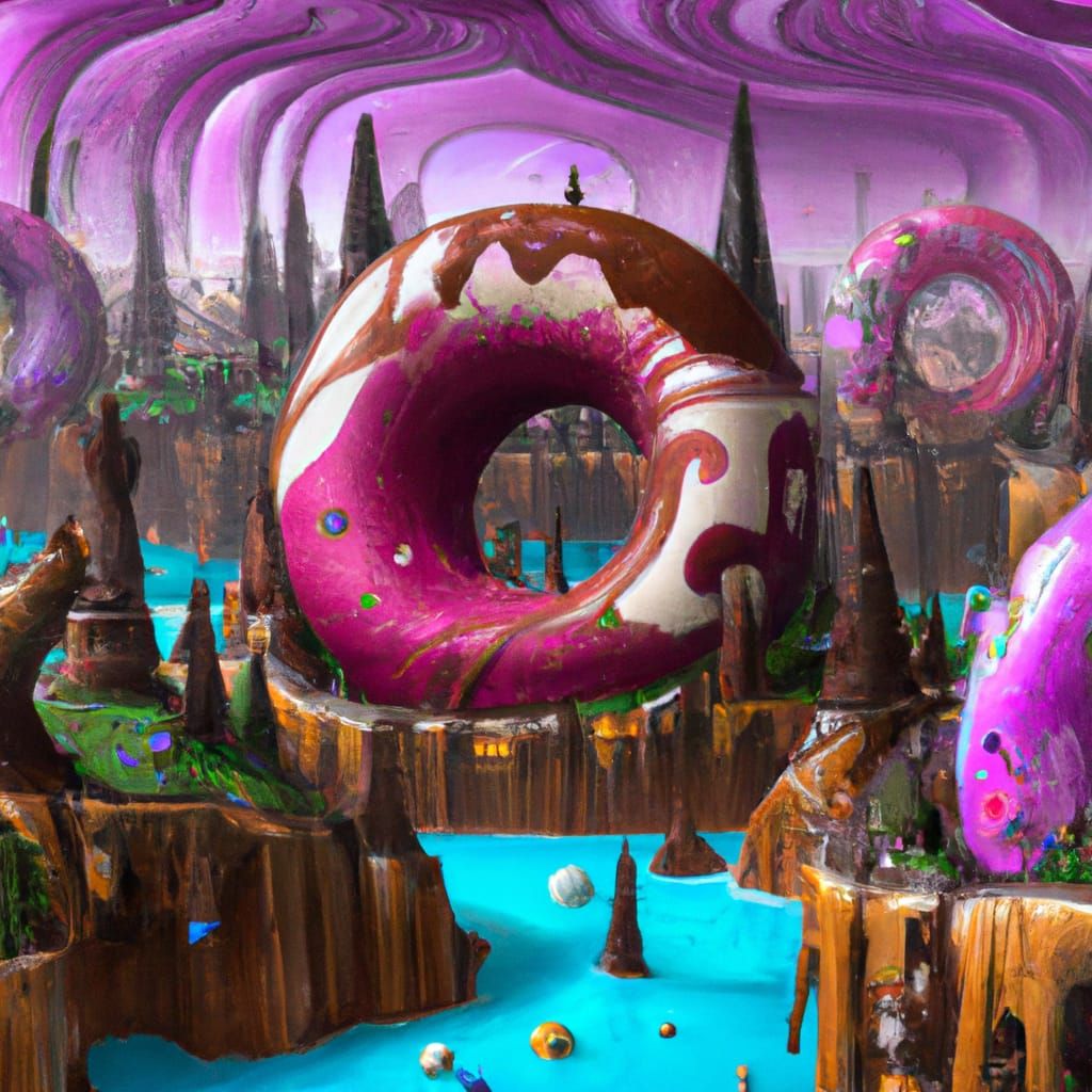 Donut Candy Land Alien Landscape Concept Art