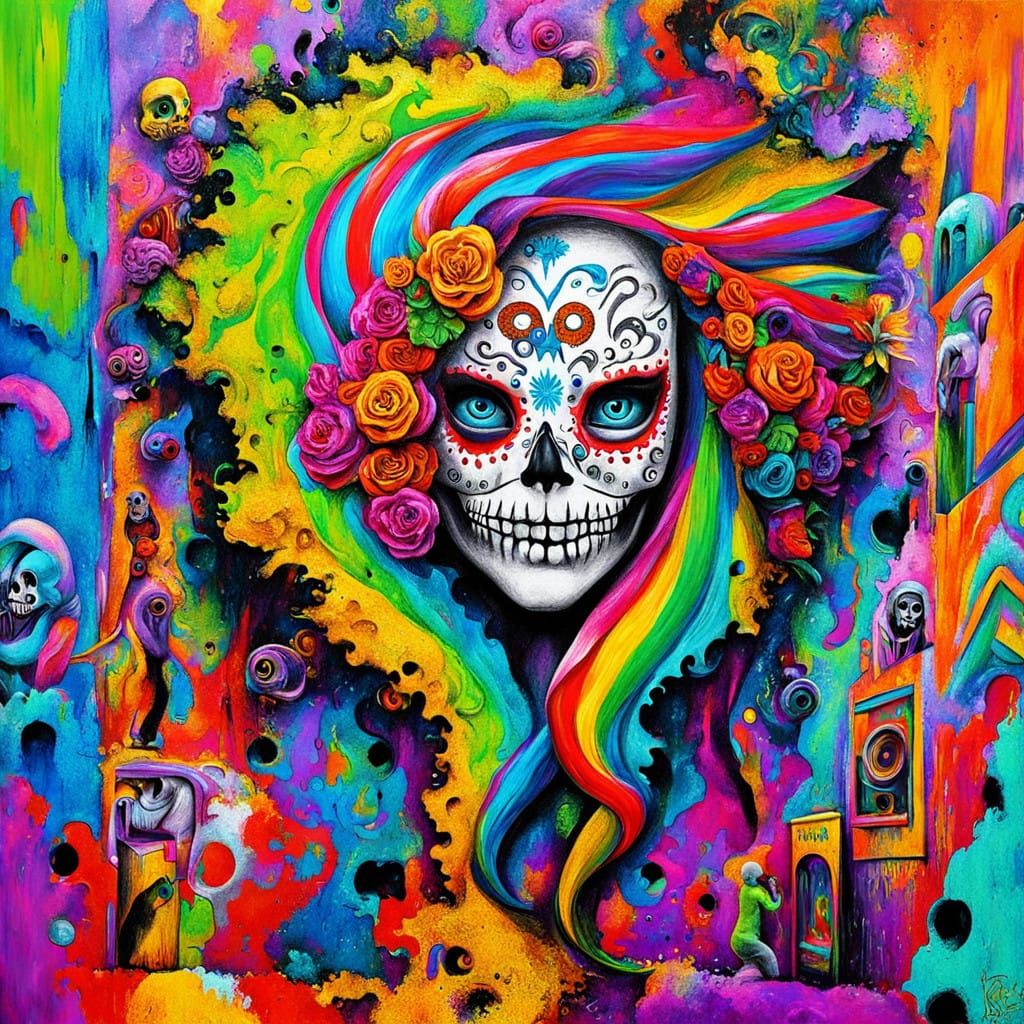 Surreal Devil in Día de los Muertos-Inspired Face Paint