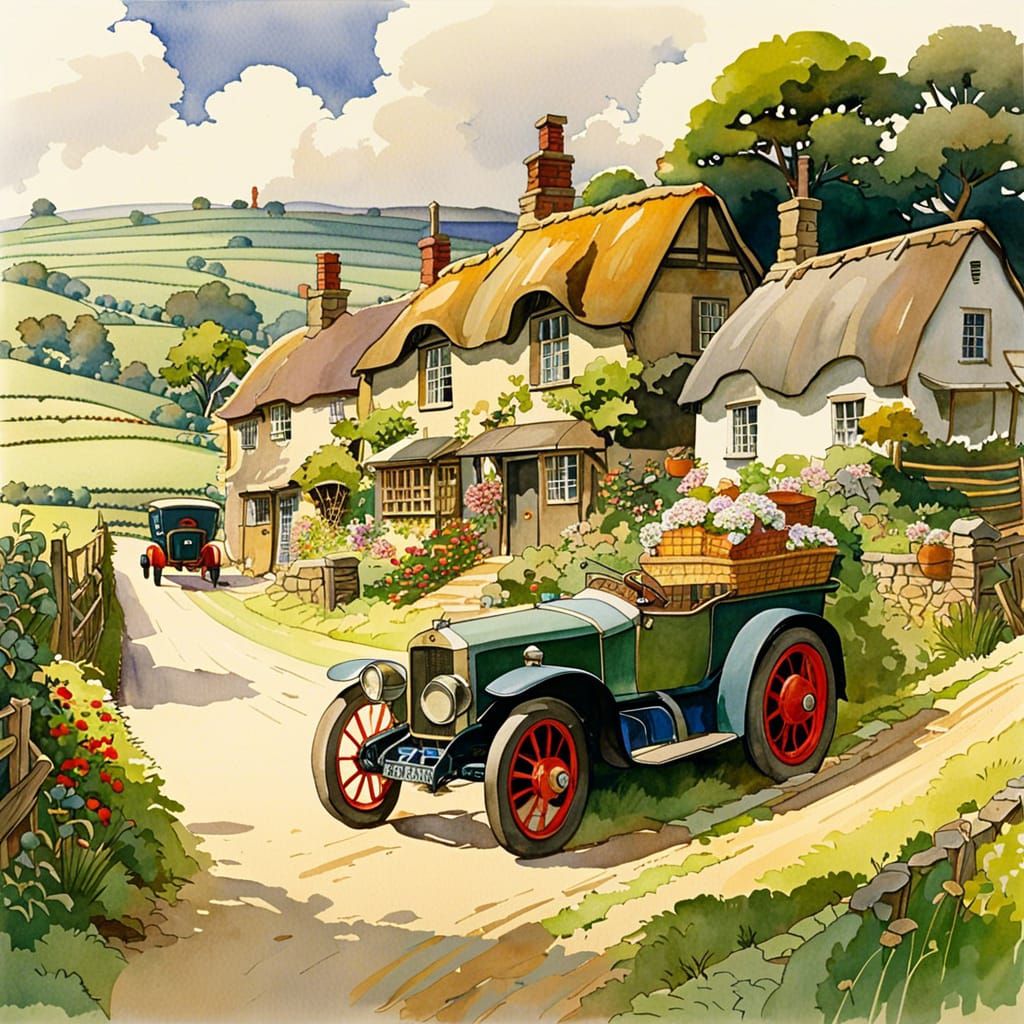 Pretty countryside village in the 1920's