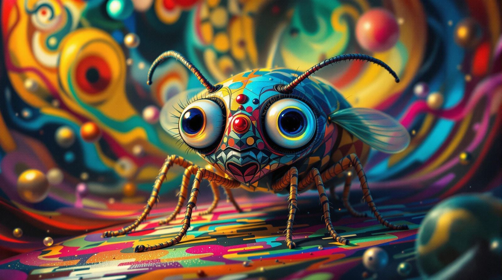 Flea Clown in Dreamlike Circus, Abstract Expressionism