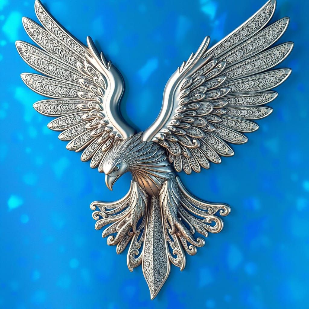 Luxurious Silver Eagle in Art Nouveau Style