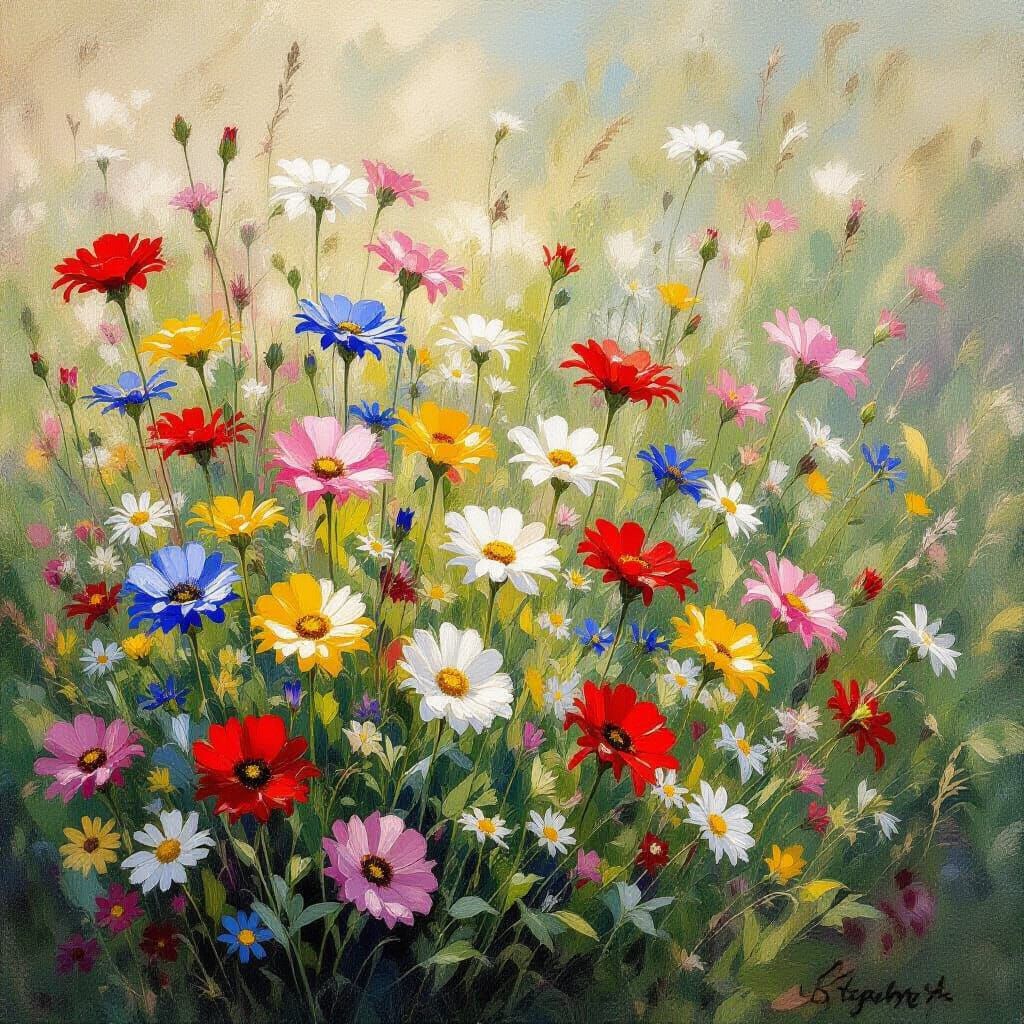 Vibrant Wildflower Bouquet in Morning Light