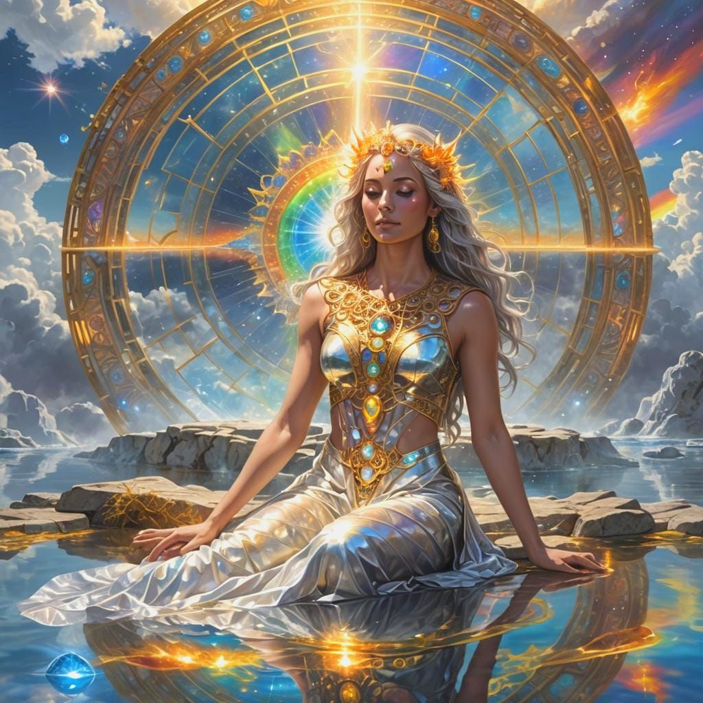 Interdimensional Being Lounging in a Cyberpunk Temple