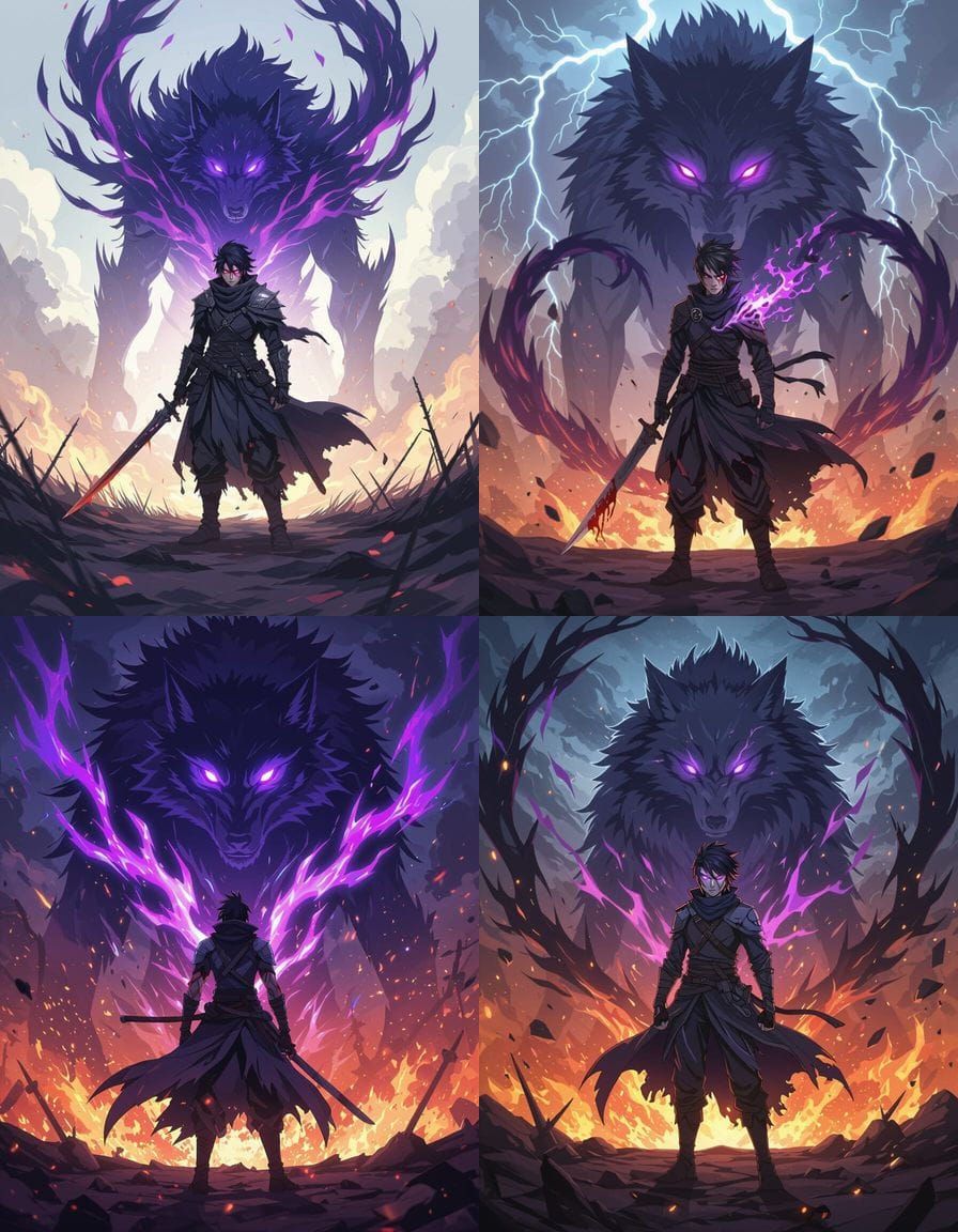 Shadow Wolf's Omega Awakening in Solo Leveling Anime Style