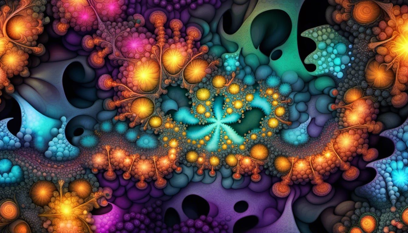 Glowing 3D Fractal in Watercolor