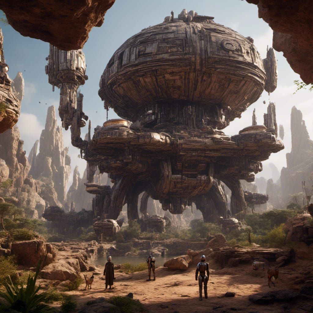 Fantastical Star Cats Matte Painting in Deep Color