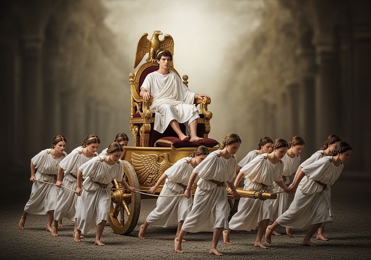 Youthful Roman Emperor on Imperial Golden Chariot