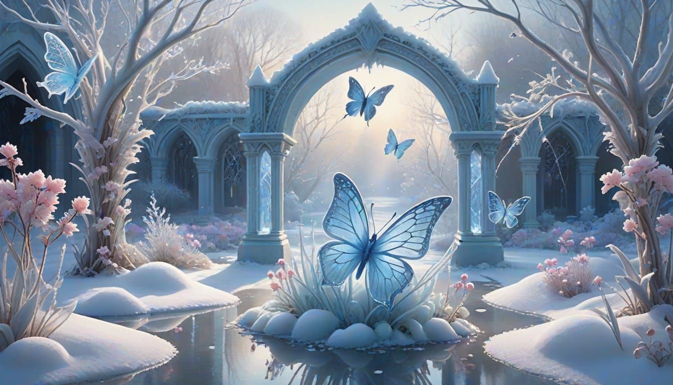 Magical Winter Garden of Glowing Ice Flowers