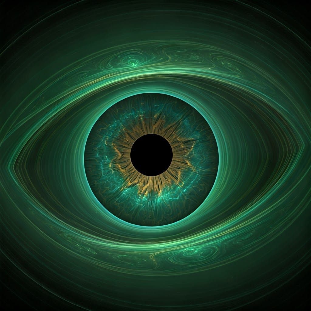 Vibrant Emerald Eye in Hypnotic Digital Art
