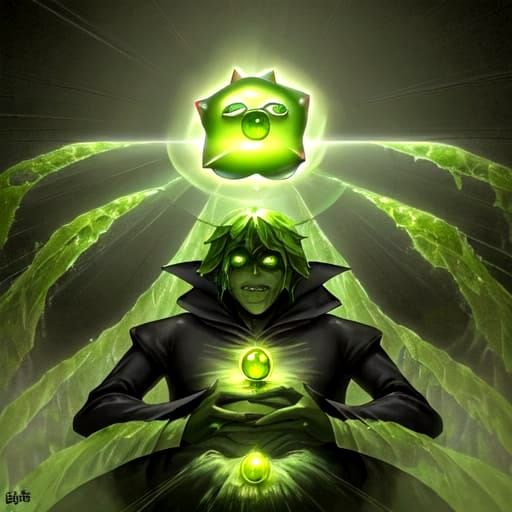 Surreal Psychedelic Ghost Emerges in Neon Lime Forest