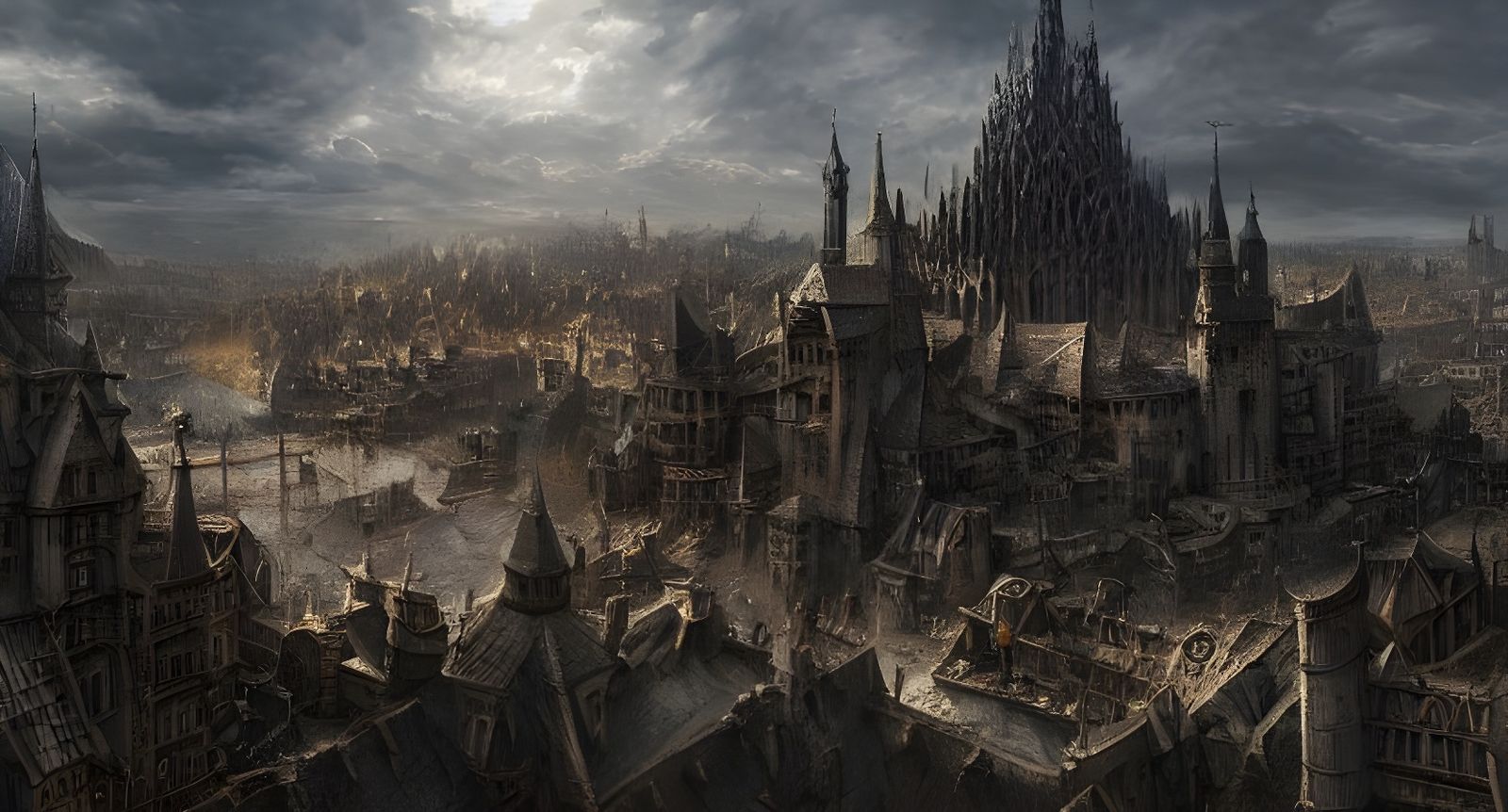 Medieval City in Digital Art Style