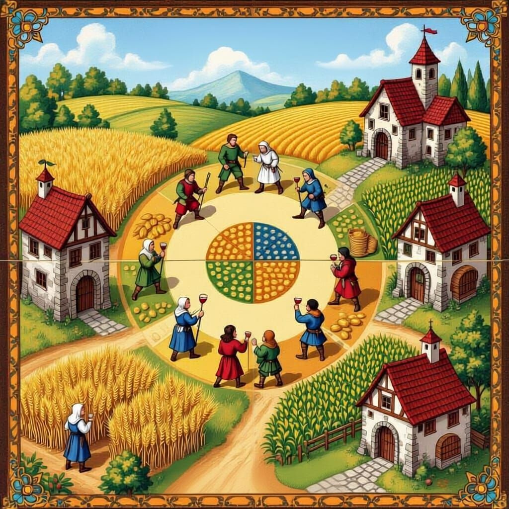 Medieval Renaissance Board Game with Intricate Details