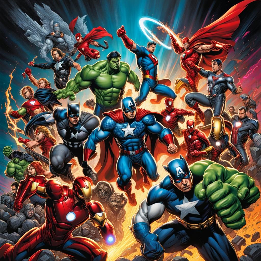 Avengers vs Justice League: Graffiti Splash Art