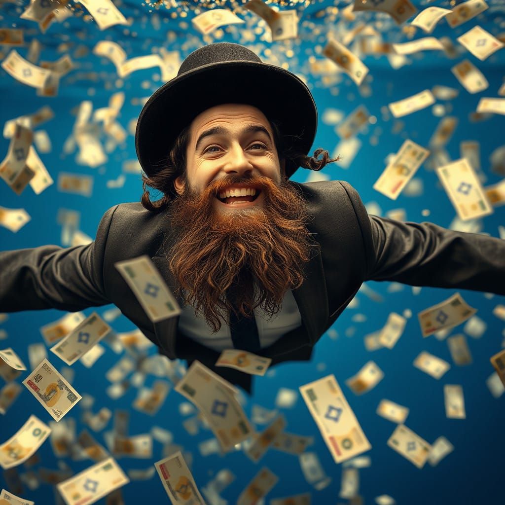 Hasidic Man Defies Gravity in Mid-Air, Surrounded by Israeli...