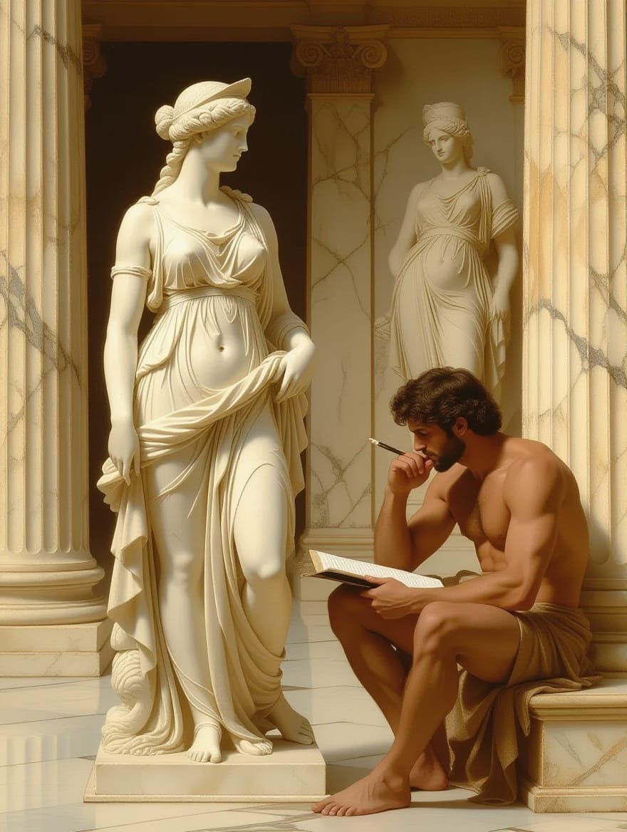 Classical Goddess in Reverie, Inspired by Ancient Greek Myth...