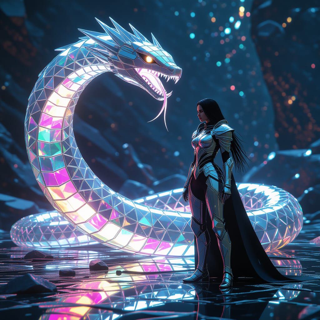 Crystal Armor Warrior Commands Glass Serpent