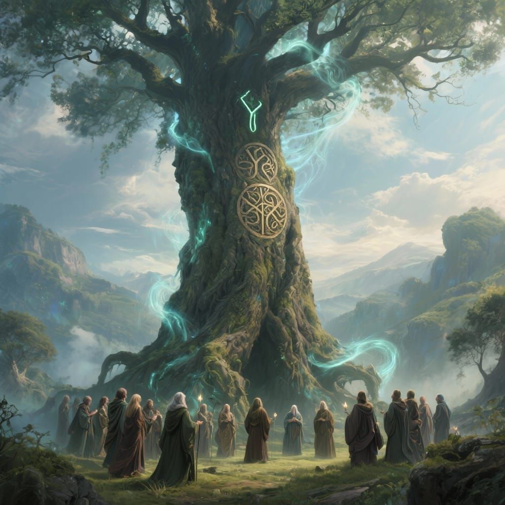 Druids Gather at Mystical Yggdrasil Tree