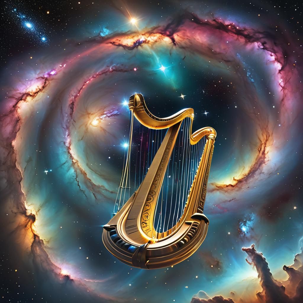 Galactic Harp in Nebulous Space, Hubble Photography