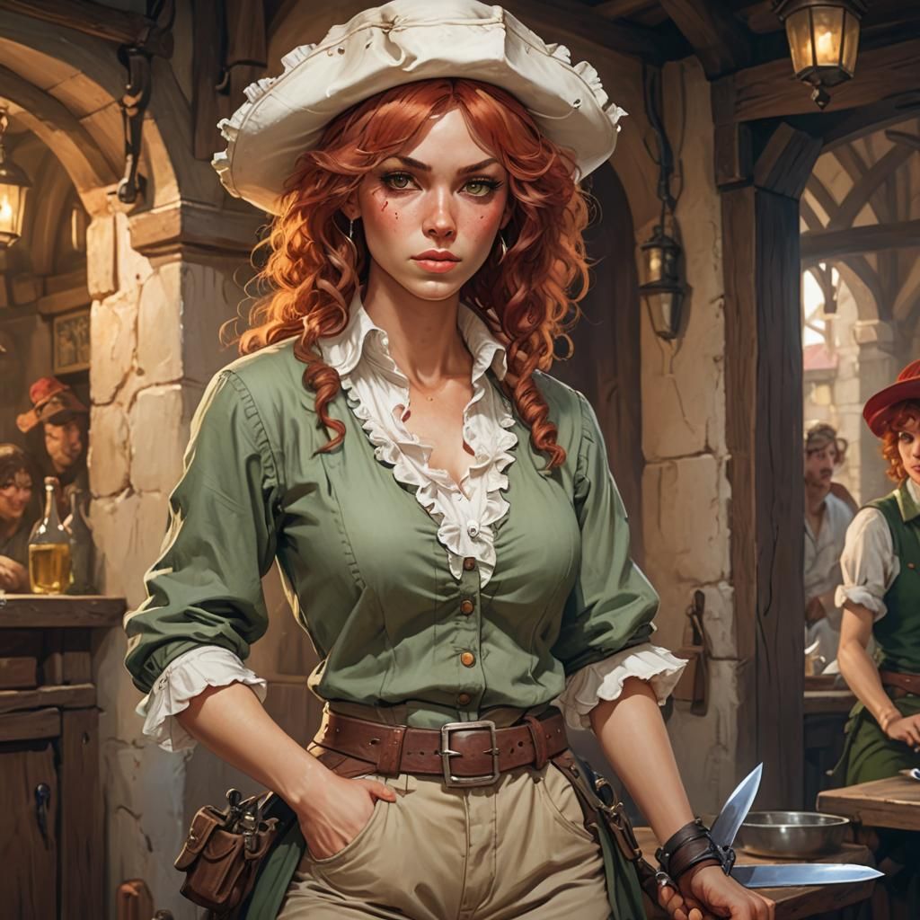 Buccaneer Woman Portrait in Art Nouveau Style