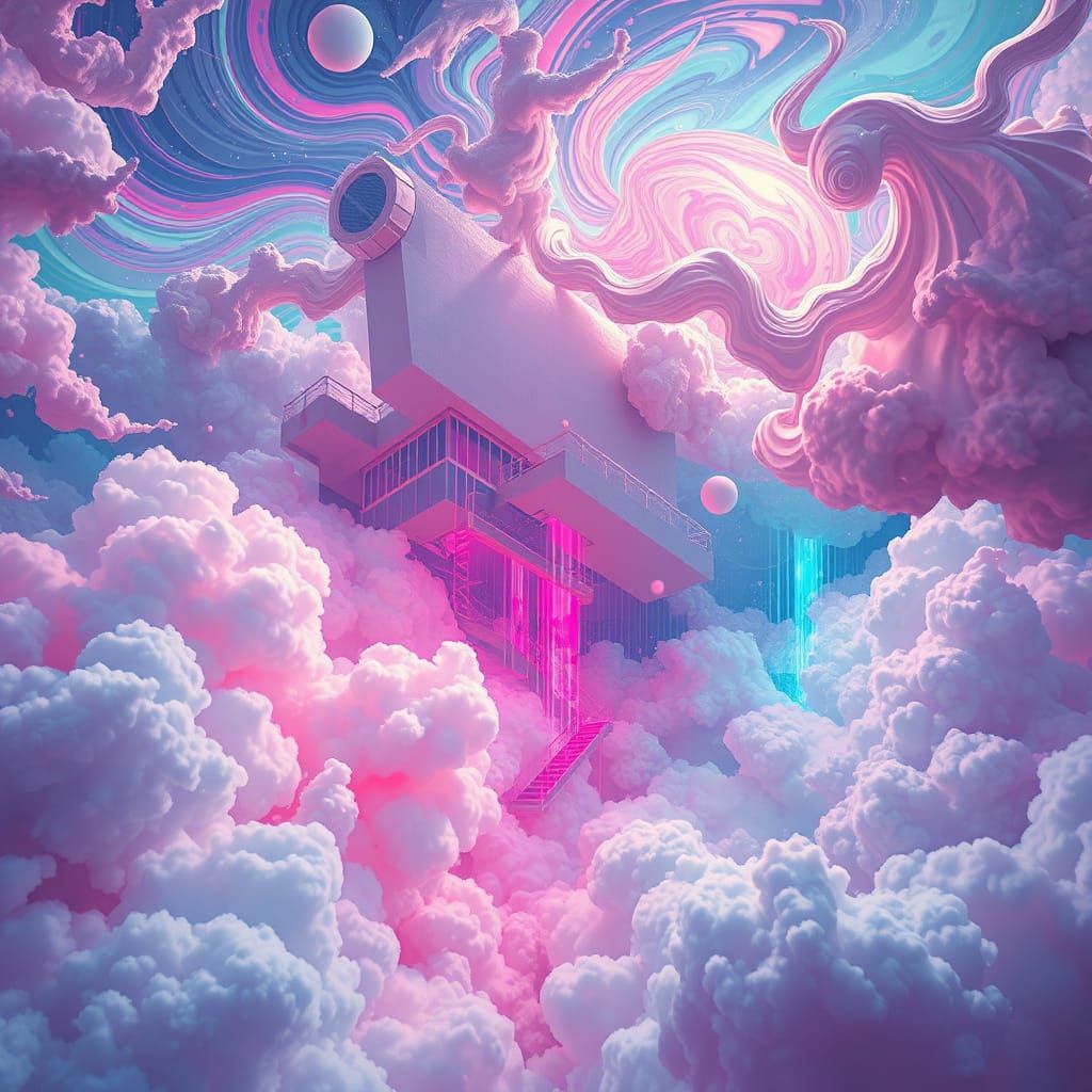 Futuristic Dreamscape in Neon Colors