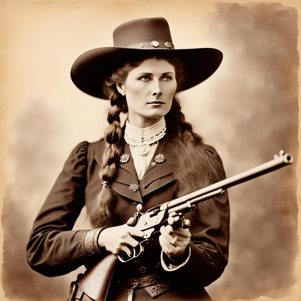 Annie Oakley Portrait with Gun